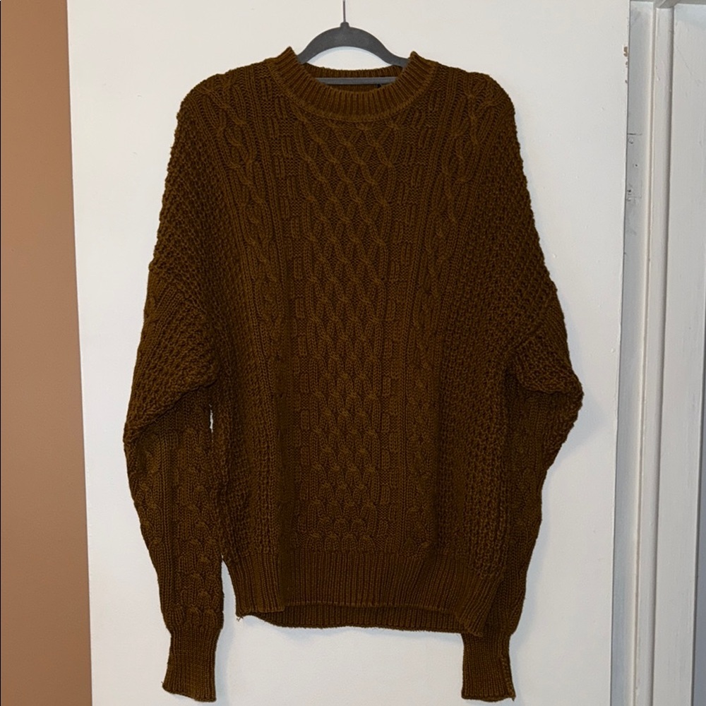 Structure Men's Brown Cable Knit Sweater